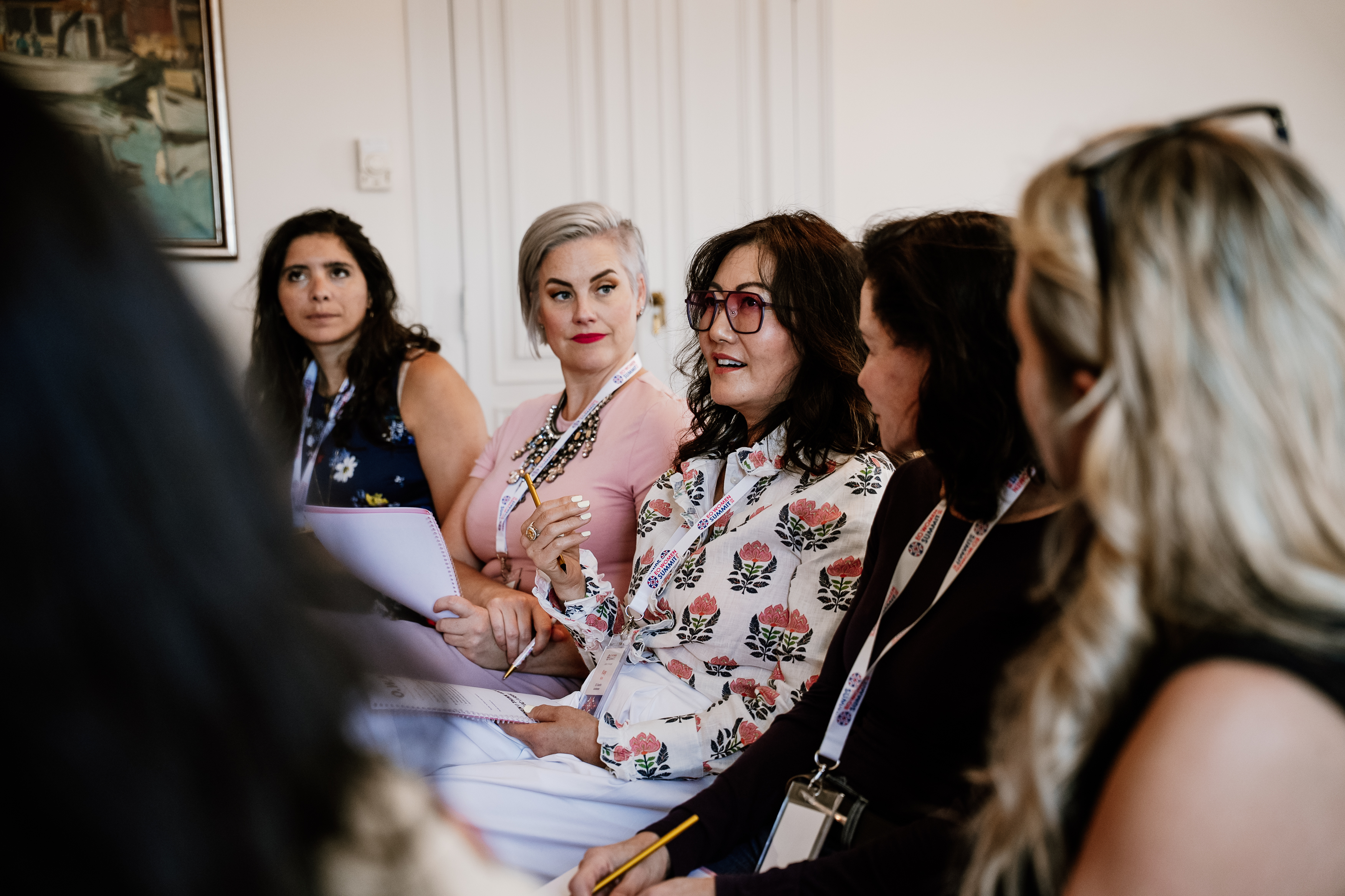 Five women entrepreneurs engage in a discussion during EO Women Summit 2026.