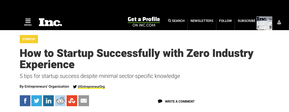 Ed Dean on launching a startup with no experience from Inc.com