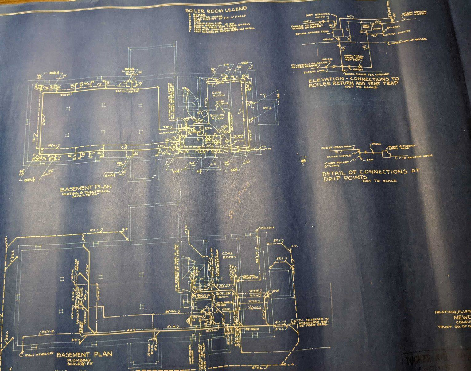 Photo of an historic architectural plan.